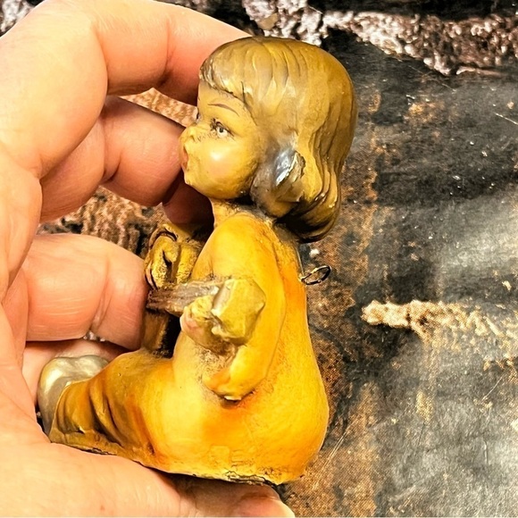 VTG Italian Christmas Ornament Musical Singing Lute Playing Child Paper Mache - Picture 5 of 7